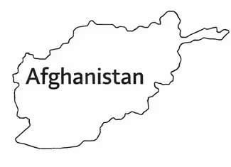Afghanistan map outline for kids