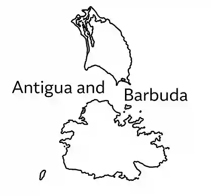 Antigua and Barbuda map outline for kids