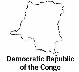 Democratic Republic of the Congo map outline for kids