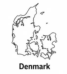 Denmark map outline for kids
