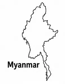 Myanmar map outline for kids
