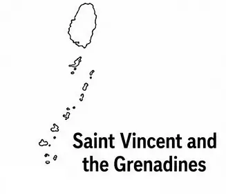 Saint Vincent and the Grenadines map outline for kids