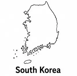 South Korea map outline for kids