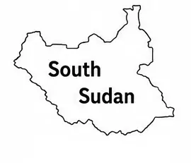 South Sudan map outline for kids