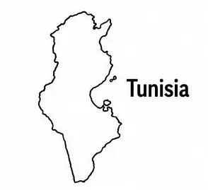 Tunisia map outline for kids