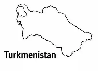 Turkmenistan map outline for kids