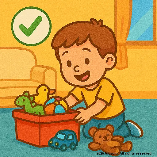 do and don’t at home for kids – child keeping toys in place after playing