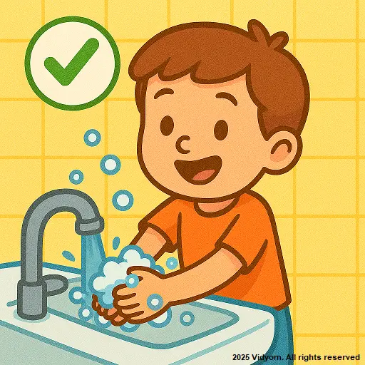 do and don’t at home for kids – child washing hands before eating at home