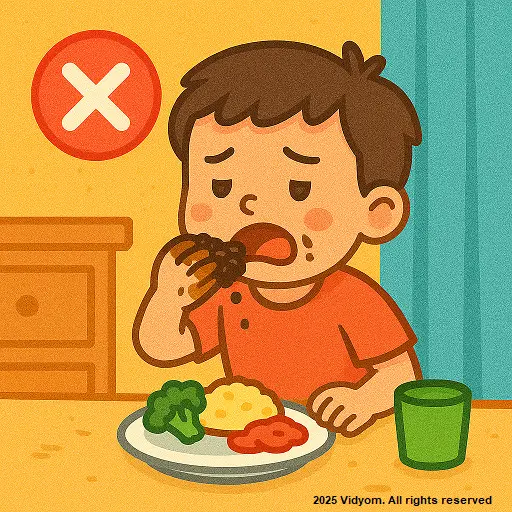 Child eating without washing hands at home