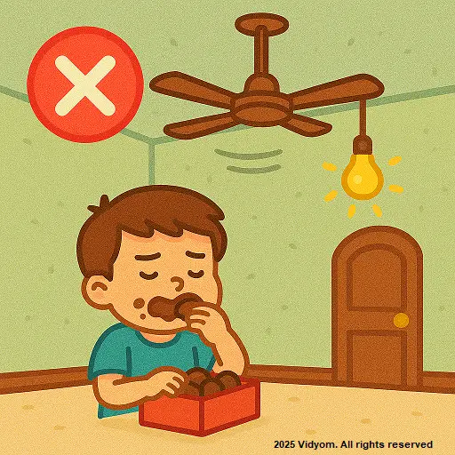 Room with lights and fan running unnecessarily at home