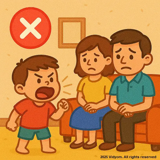 Child shouting at family members at home