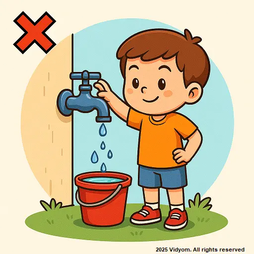 do and don’t at home for kids – tap running with wasted water at home