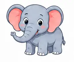 Friendly elephant learning illustration for children