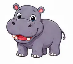 Friendly hippopotamus learning illustration for children