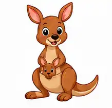 Kangaroo learning illustration for children