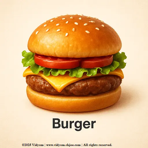 Food items for kids – burger with bun and patty