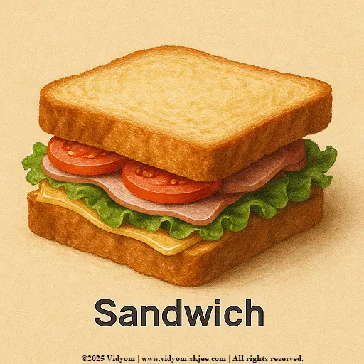 A sandwich with bread and fillings