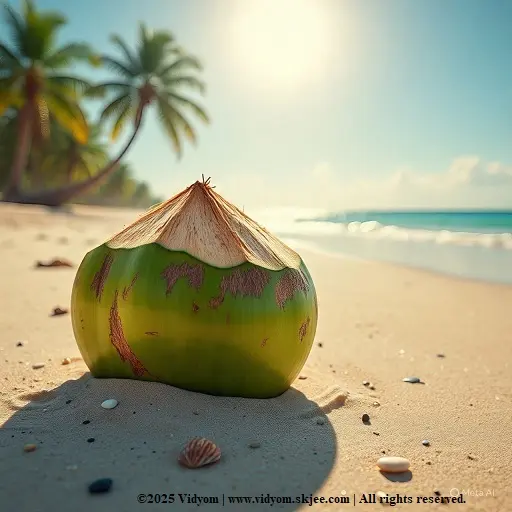 Green coconut with straw – refreshing fruit drink
