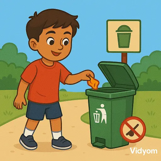 Cleanliness habits for kids – use a dustbin and don’t litter