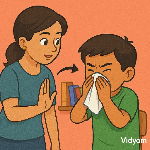 Use a handkerchief when sneezing or coughing