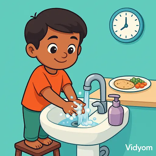 Cleanliness habits for kids – wash hands before and after eating