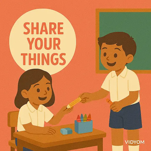 Good manners at school for kids – share your things