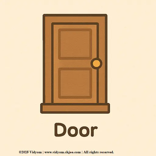 door – household items for kids learning card