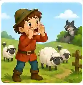 Young shepherd boy and sheep featured in a moral story cover
