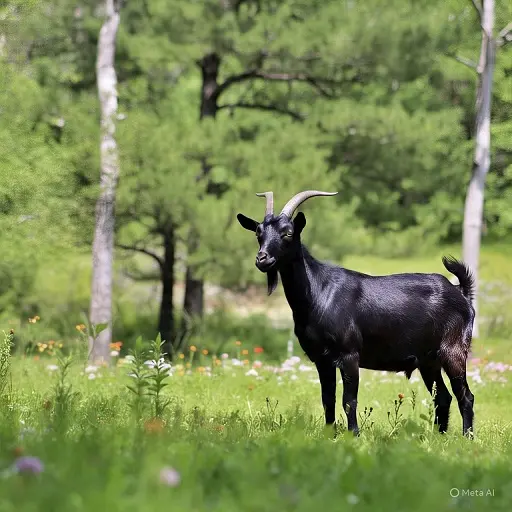 Goat standing on a small grassy hill