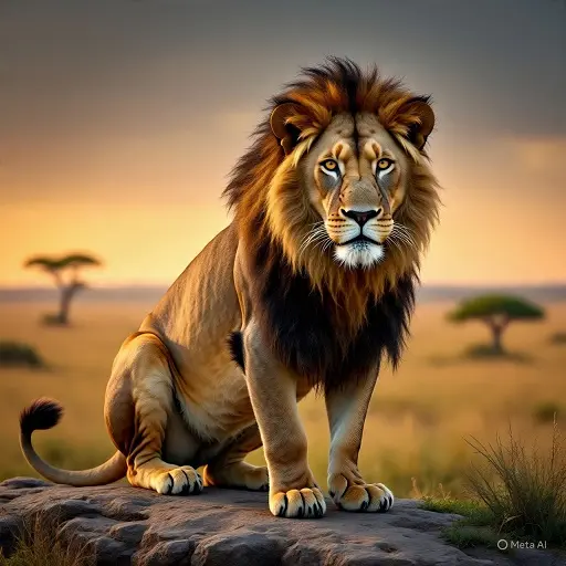 Lion – mammals for kids roaring illustration