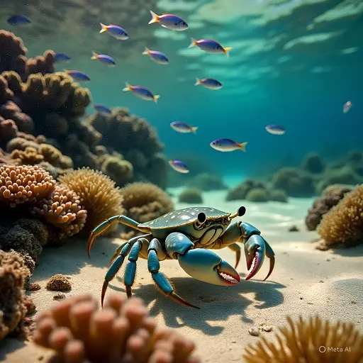 sea animals for kids: Crab picture with play audio (Lesson 1)