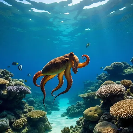 sea animals for kids: Octopus picture with play audio (Lesson 1)