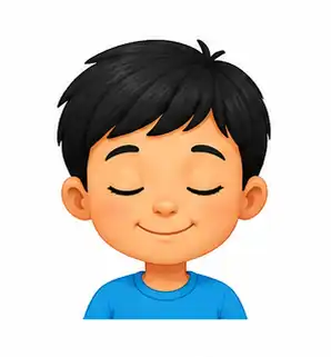 Child gently closing both eyes