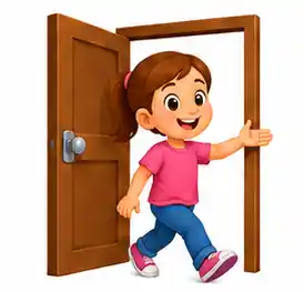Simon Says commands for kids – child coming in through a door