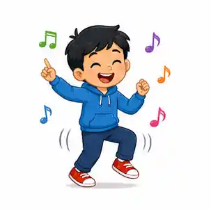 Child dancing for one minute in a Simon Says movement activity