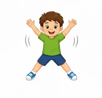 Child doing jumping jacks