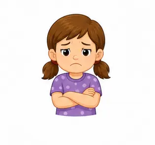 Child making a gentle frowning expression