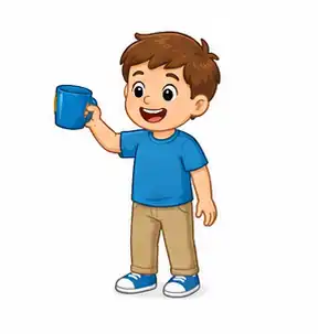 Child holding a blue object