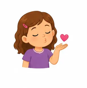 Child giving a flying kiss with hand