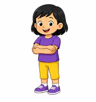 Child crossing arms and touching their elbows
