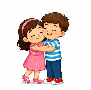 Two children sharing a friendly hug