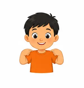 Child crossing arms to pat shoulders