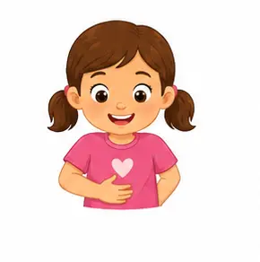 Child patting stomach gently