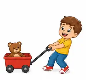 Child pulling a toy toward themselves