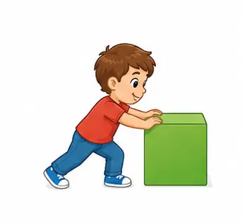 Child gently pushing an object forward