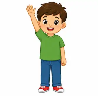 Child raising the right hand