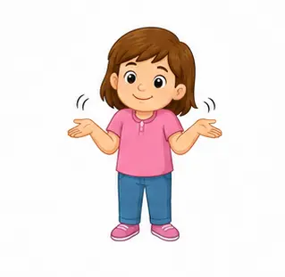 Child gently shrugging their shoulders