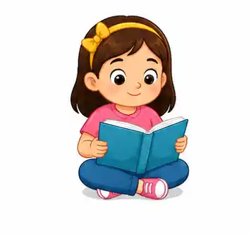 Child sitting and pretending to read a book