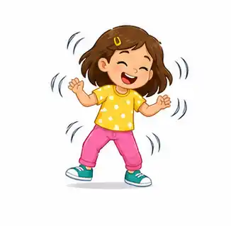 Child shaking arms and body for a Simon Says activity