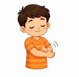 Child holding and gently shaking their own hands
